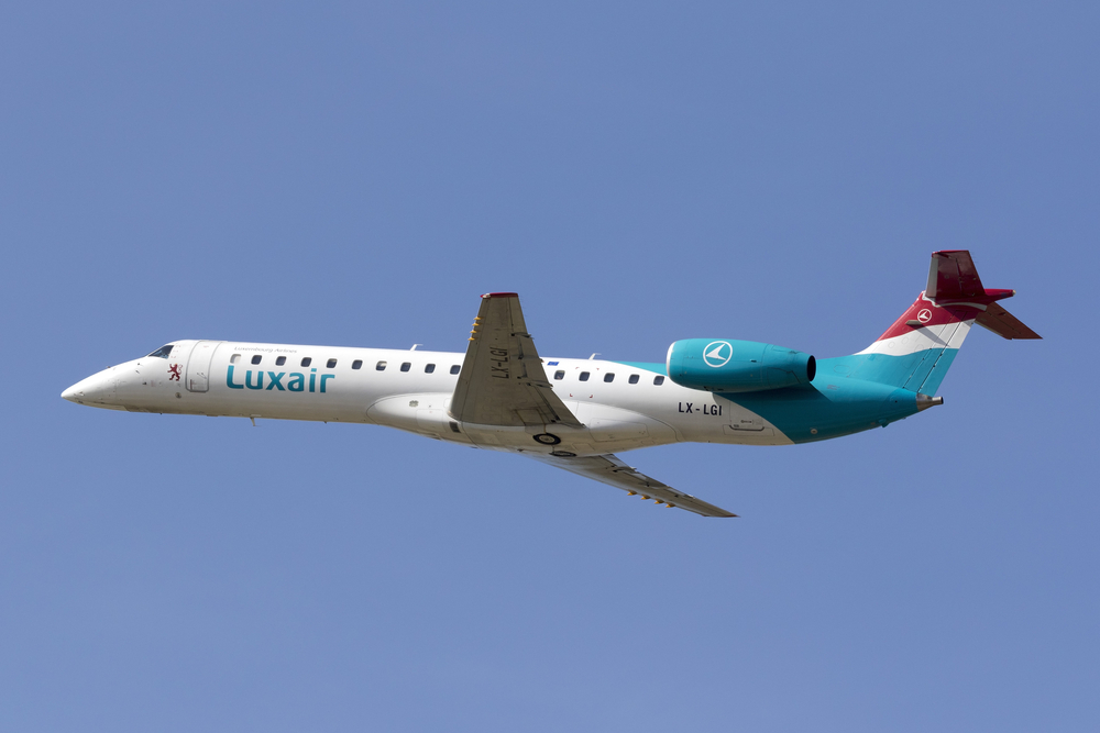 A Luxair Embraer ERJ-135LR in flight