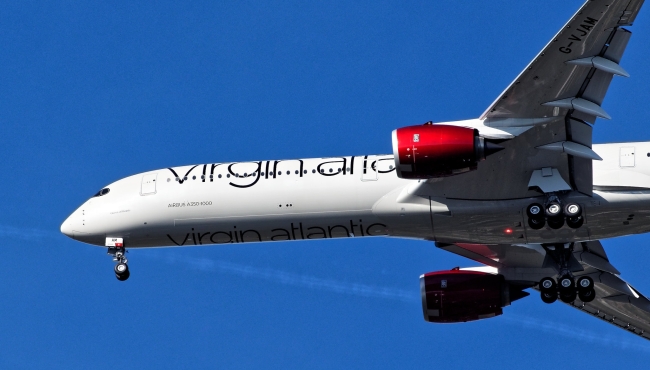 A virgin atlantic airways Airbus A350-1000 XWB in flight