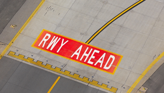 runway ahead sign